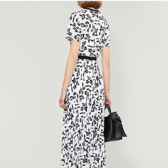 Maje White & Black Rosyla Abstract Print Midi Dress Size 36 US S - Picture 2 of 10